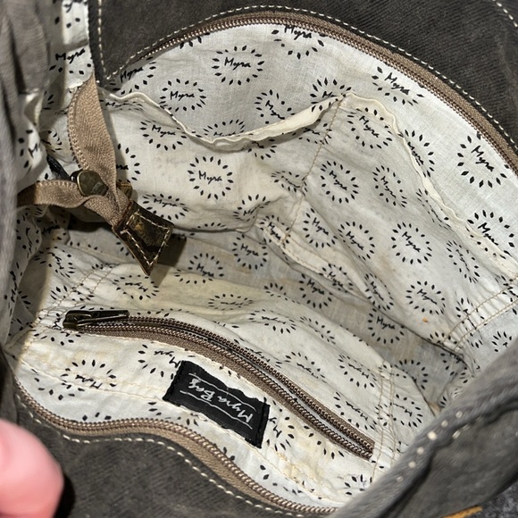 Myra Bounce Back Shoulder Bag Aztec Cheetah Leopard Print USED Brown Blue - Picture 6 of 7